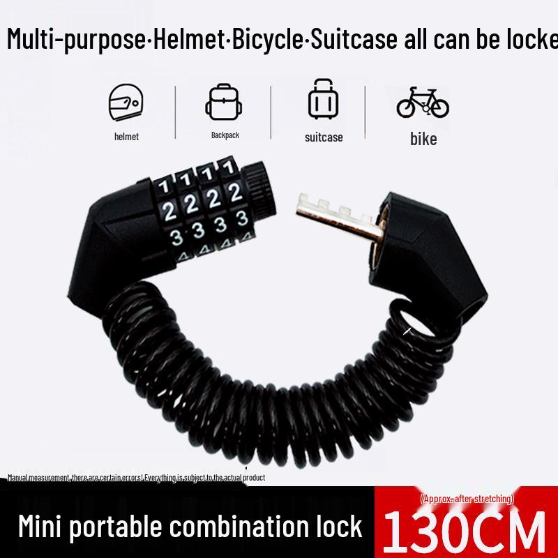 4-stellige Fahrrad-Zahlenschloss: Diebstahlschutz Stahlseil Helm/Fahrradschloss
