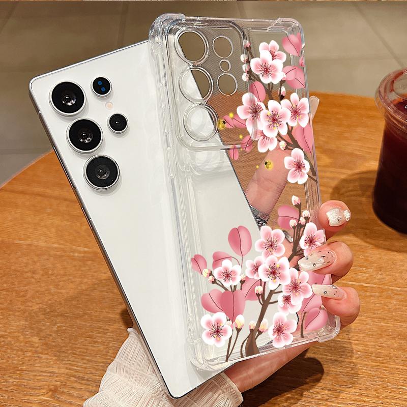 Flowers Floral Pattern Phone Case For Samsung Galaxy S26 S25 S24 S23 Ultra S22 Plus S21 S24 S25 FE Clear Shockproof Soft Cover