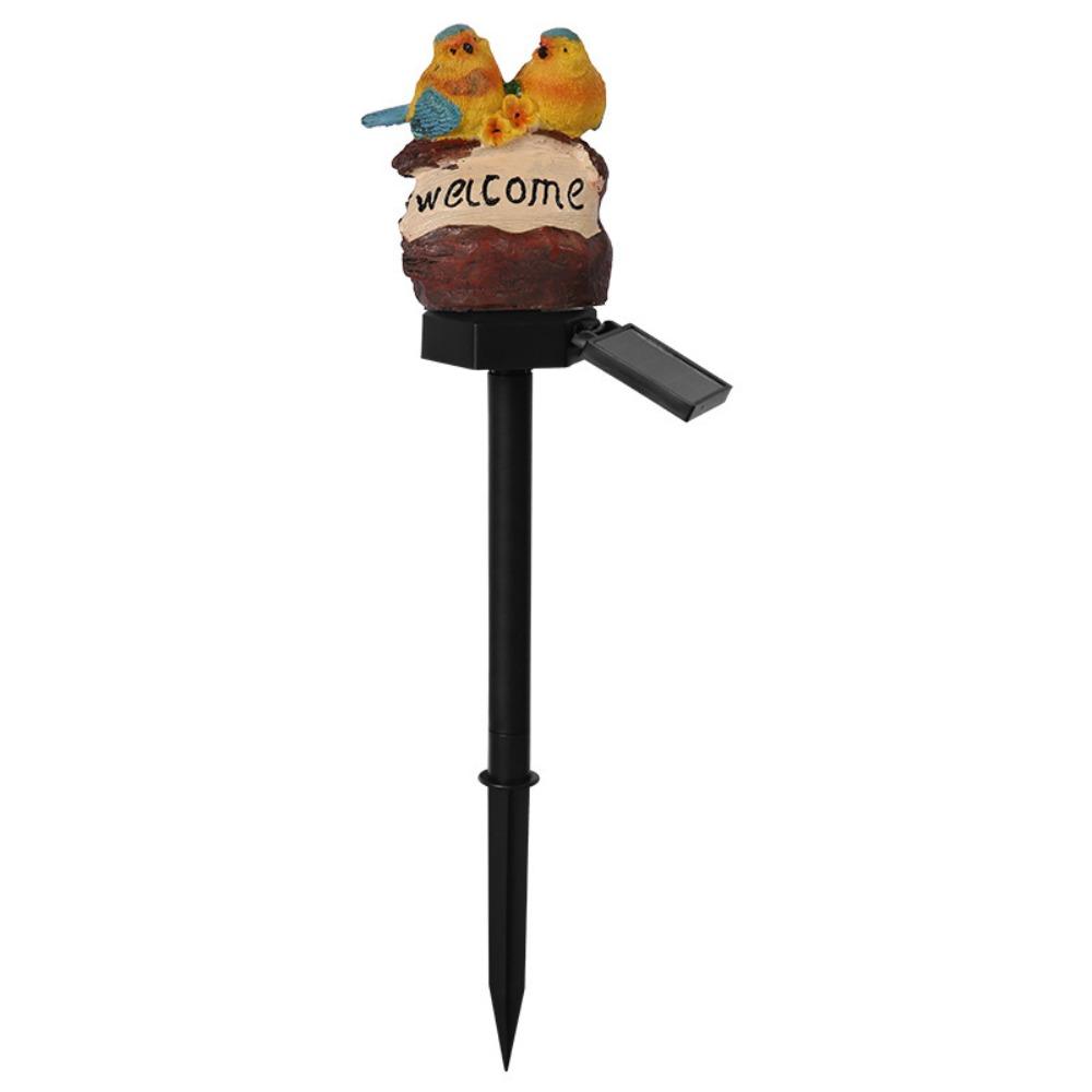 Warm Light Garden Welcome Sign Solar Powered Solar Resin Craft Bird Figurine  Patio Landscape