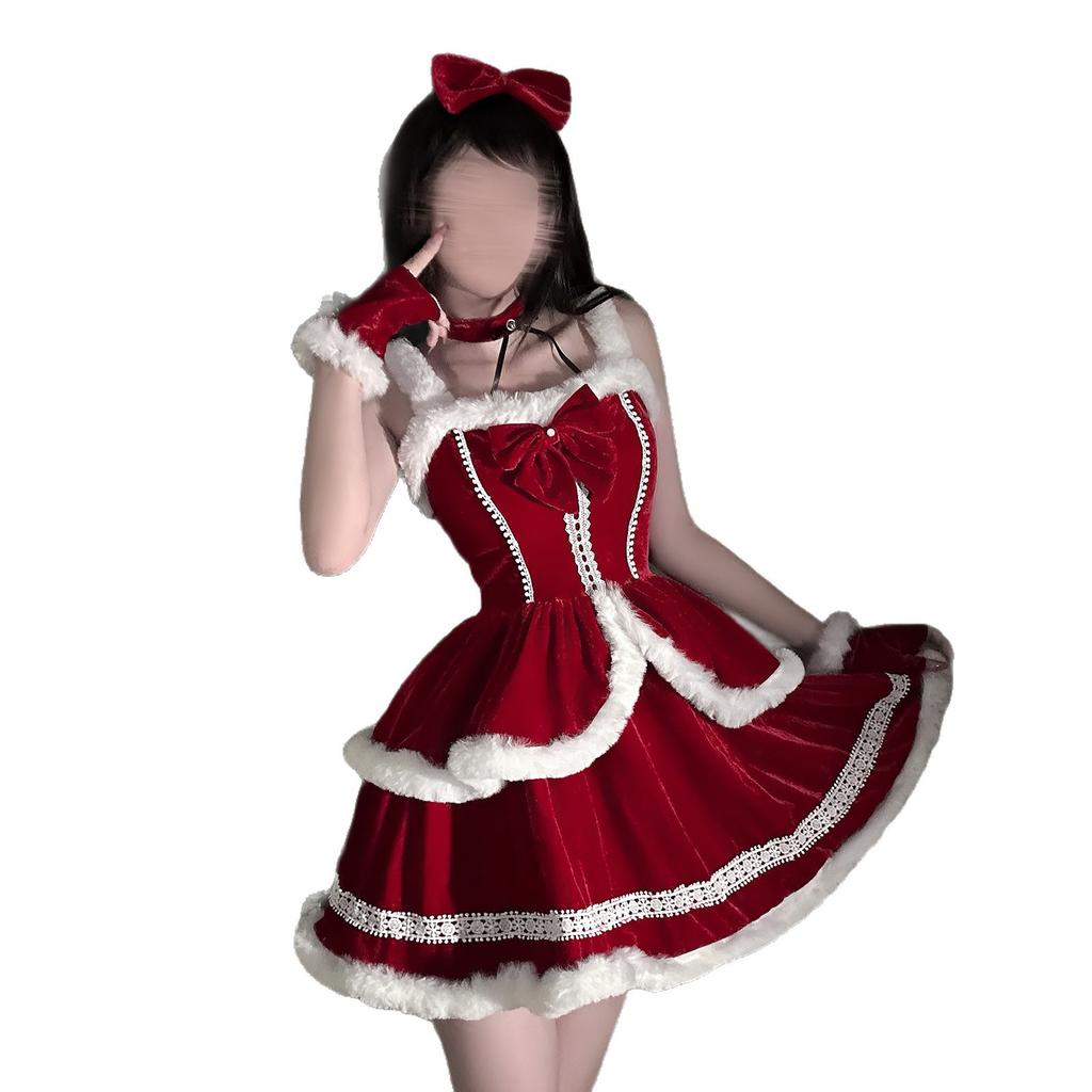 Sex Lingerie Christmas Sexy Chest Wraps New Year's Robe Spice Girls European and American Dresses Bunny Girls