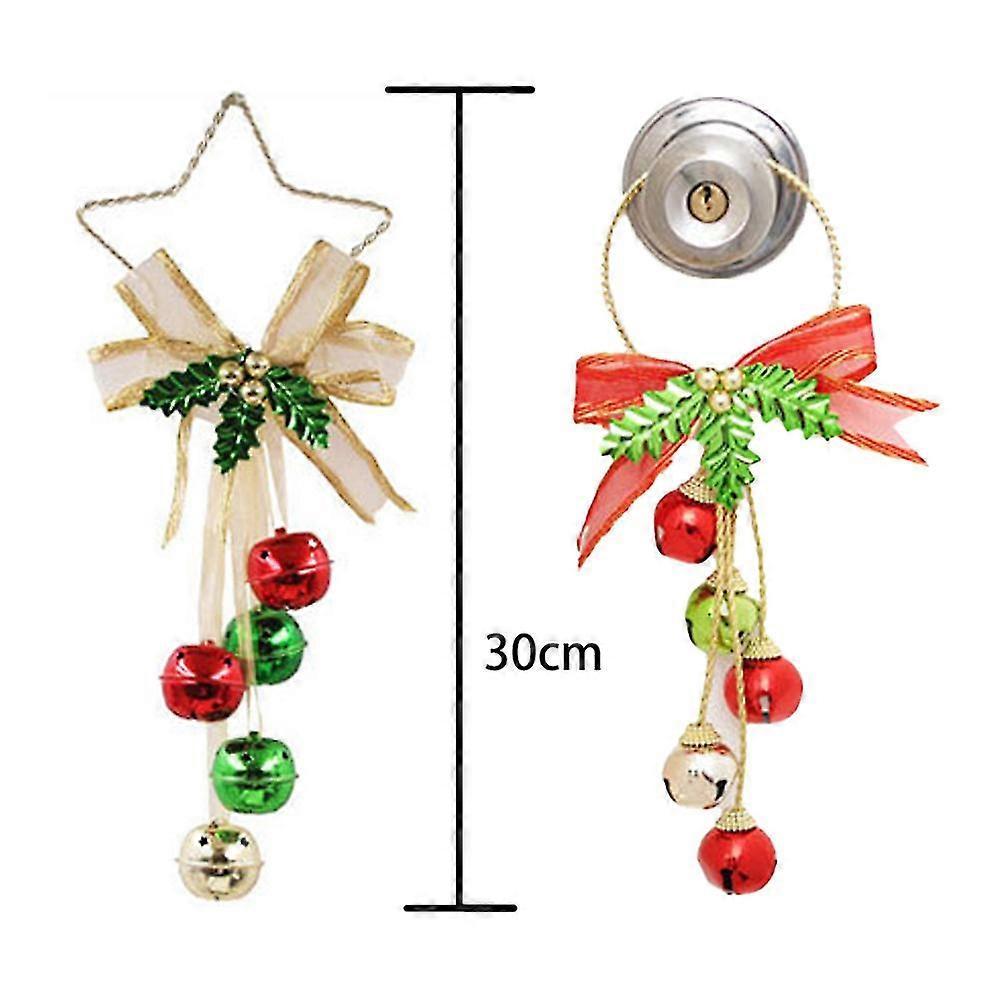 2pcs Christmas Jingle Bell And Bow Door Hanger Wall Hanger Ornaments