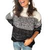 New Autumn and Winter Collection: Women's Casual Sweater, Striped Patchwork High-neck Color-blocking Knitted Sweater