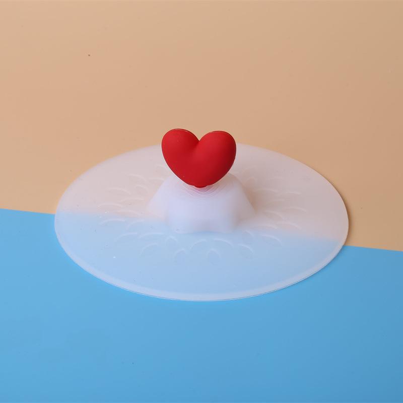 Food-grade Silicone Cup Lid Tree Stump, Red Drop-glued Heart, Various Silicone Cup Lids for Mugs, Dust-proof Home Items