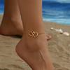 1PC Women's Retro Bohemian Double Heart Chain Ankle Bracelets, Simple and Elegant Design for Daily and Vacation Wear