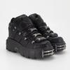 Gothic Punk Style Women's Ankle Boots - Lace-Up, Platform Heel, Round Toe with Metal Accents, Faux Cover