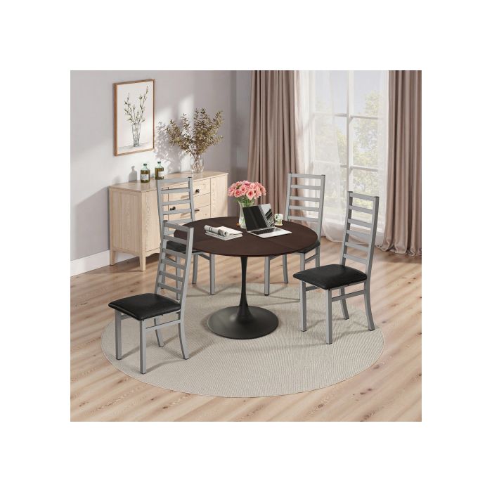 Table à manger ronde - MUVOE - 47,24 pouces - Finition chêne - 6 places - Design contemporain