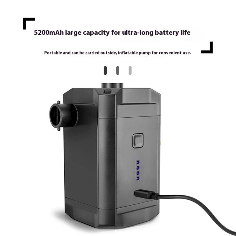 2 in 1 Portable Pump For Camping Equipment Fast Inflation Deflation Builtin Rechargeable Battery 5200mAh