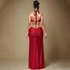 European & American Women's Spring Halter Sleeveless Deep V Backless Ribbon Long Dress
