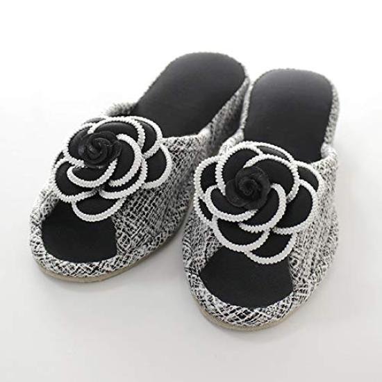 Tweed heeled grey slippers, (size M)