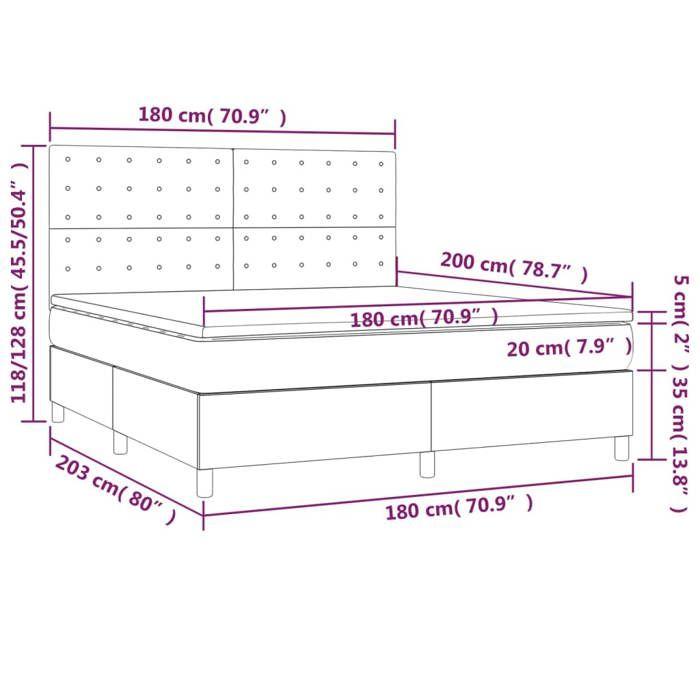 VidaXL Slatted Bed Base with Mattress and LED, Upholstered Bed, Double Bed, Adult Bed for Interior Bedroom, 3135961