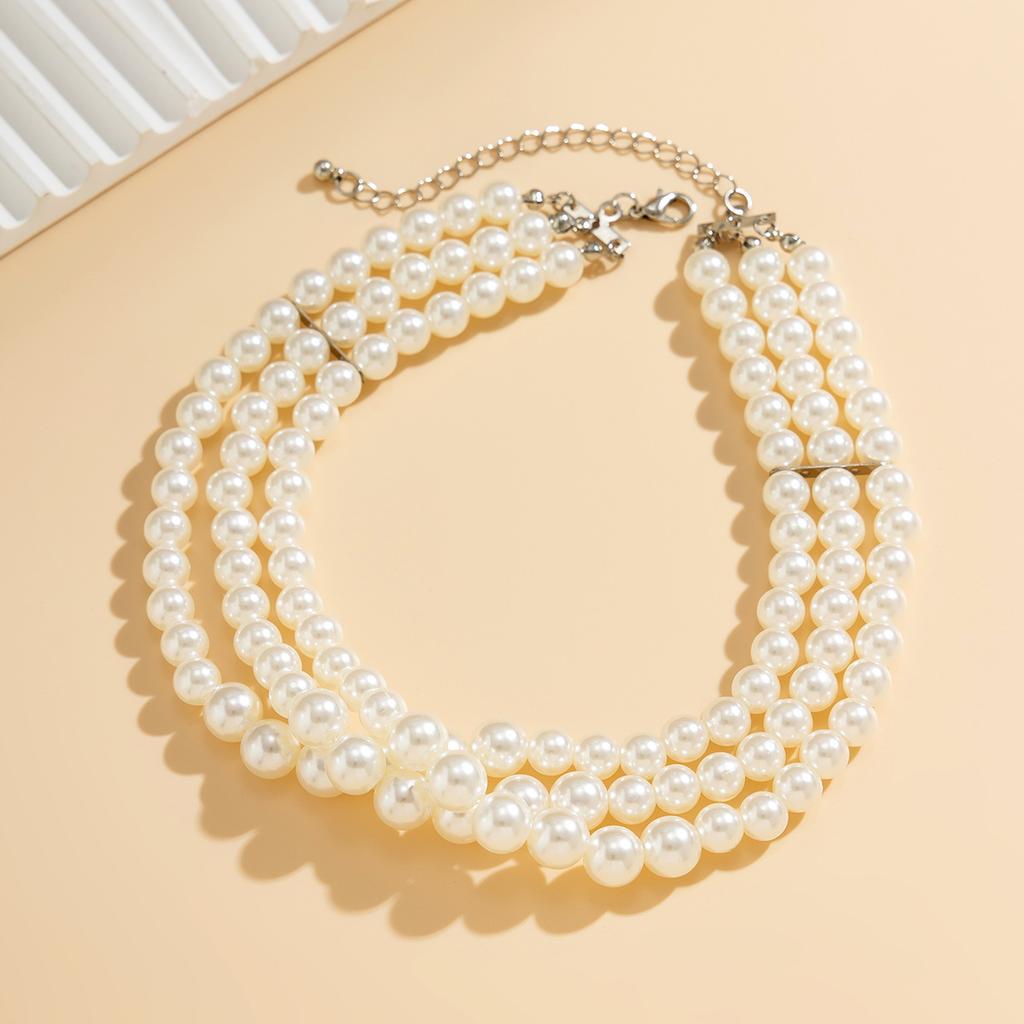 Accessories Bohemian multi-layer imitation pearl necklace temperament cold style fashion beaded necklace women