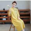 Summer Fashion Chinese Style Stand Collar Embroidery Robe Ladies Vintage Half Sleeve Temperament Vestidos Dress Femme
