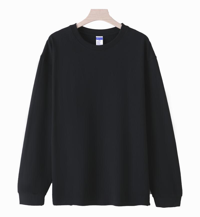 Heavy Double Yarn Long Sleeve Cotton T-shirt with Custom LOGO