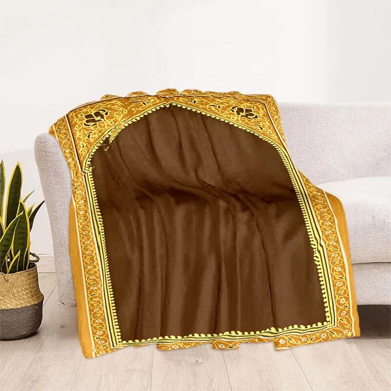 Müslüman Namaz HD Yumuşak Peluş Yatak Atma Karikatür Piknik Ince Battaniye Modern Flanel Battaniye Kapak Gedruckt Bettdecke Geschenk