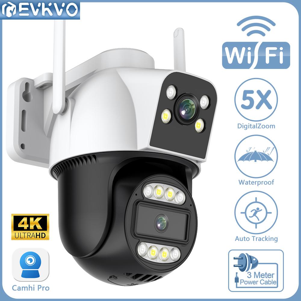 

EVKVO 8MP 4K Уличная PTZ-камера Wi-Fi/4G IP-камера наблюдения с двойным объективом Двойной объектив с отслеживанием движения Уведомление об обнаружении тела CCTV