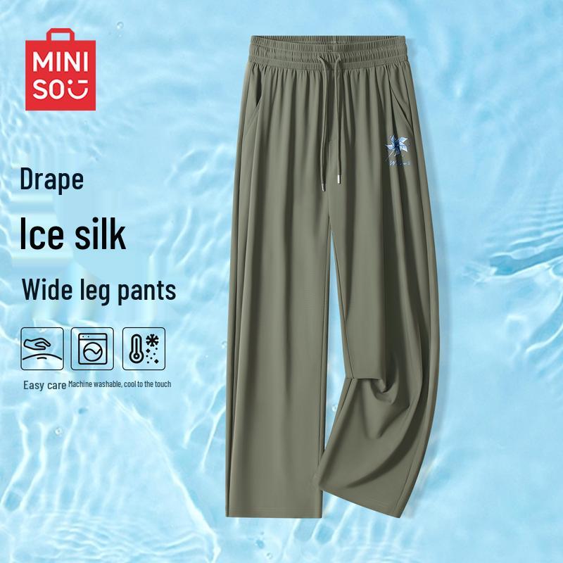 MINISO Men s American Retro Wide-Leg Ice Silk Cooling Casual Pants M