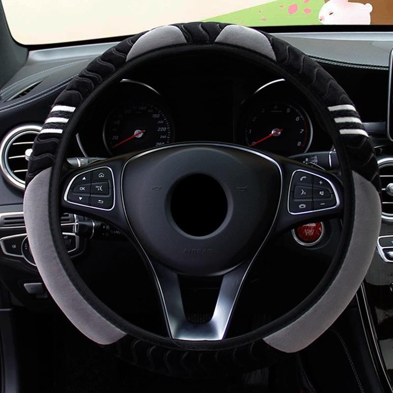 Car Steering Wheel Cover Plush Little Monster 37-38cm Elastic Warm Anti-slip Wheel Cover Multiple Colors Car Styling Accessories