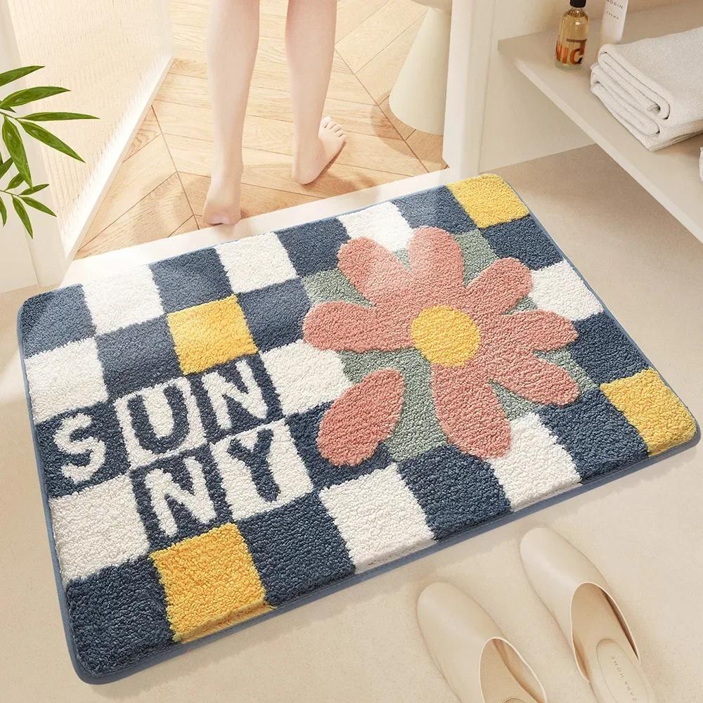 Nordic Fluffy Bath Mat - Super Soft & Thickened, High Absorbency Quick Dry, Flocked Microfiber, Bathroom Rug for Home Decor