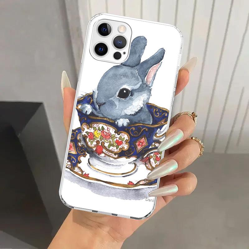 Cute Bunny Baby Rabbits Phone Case for Iphone 17 Air 16 15 Plus 14 13 Mini 12 11 Pro Max 16E 7 8 SE 2020 Soft Funda Print Shell