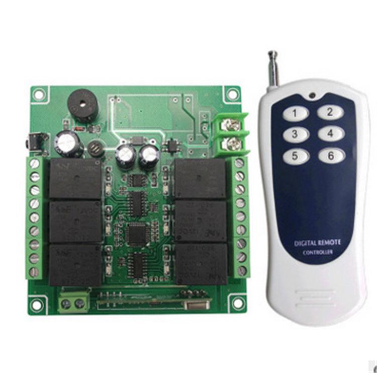 DC 12V/24V Six-Way Wireless Remote Control Switch for Lights and Motors 315 MHz