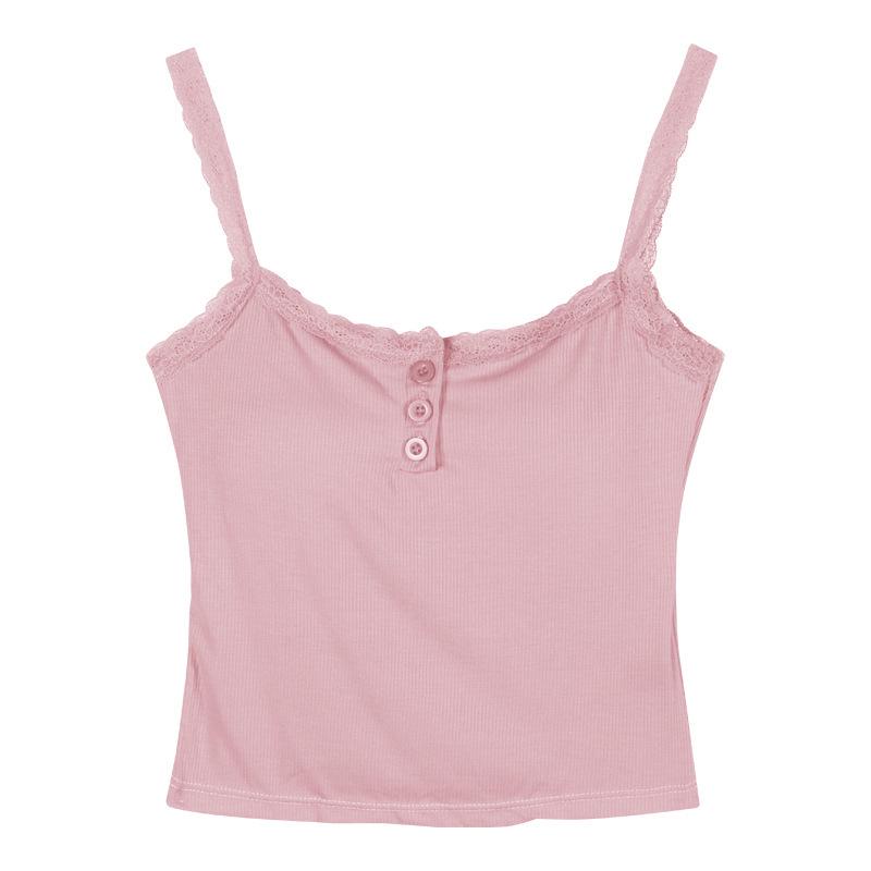 Elegancka Biała Koszulka na Ramiączkach z Koronkowym Wykończeniem, Wbudowane Miseczki Biustonosza, Piękny Tył, Kopertowy Dekolt, Bez Rękawów, Modelujący Sylwetkę, Styl Hot Girl