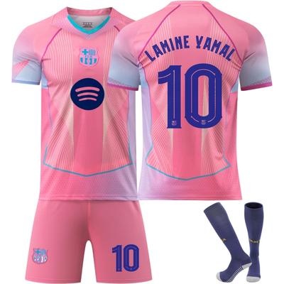 25-26 Barcelona UEFA Champions League Růžový Fotbalový Dres pro Děti a Dospělé LAMINE YAMAL #10