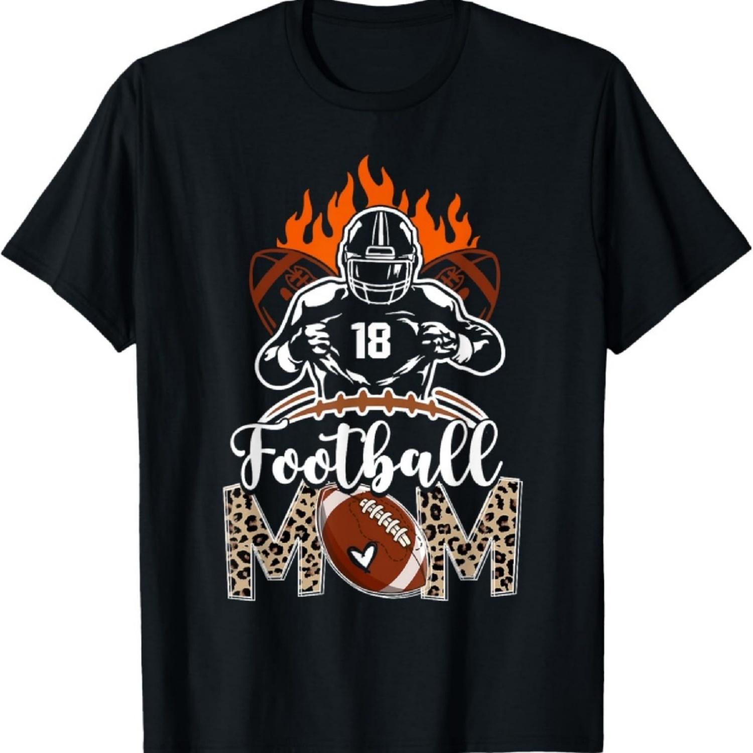 

Персонализированная футболка для мамы игрока в американский футбол с номером 18 для игрового дня XXXXXL чёрный