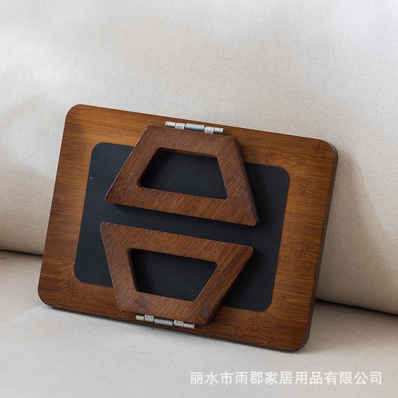 Bamboo Folding Tray Non-slip Tea Tray Sofa Armrest Table Square Clip Tea Tray Saves Space
