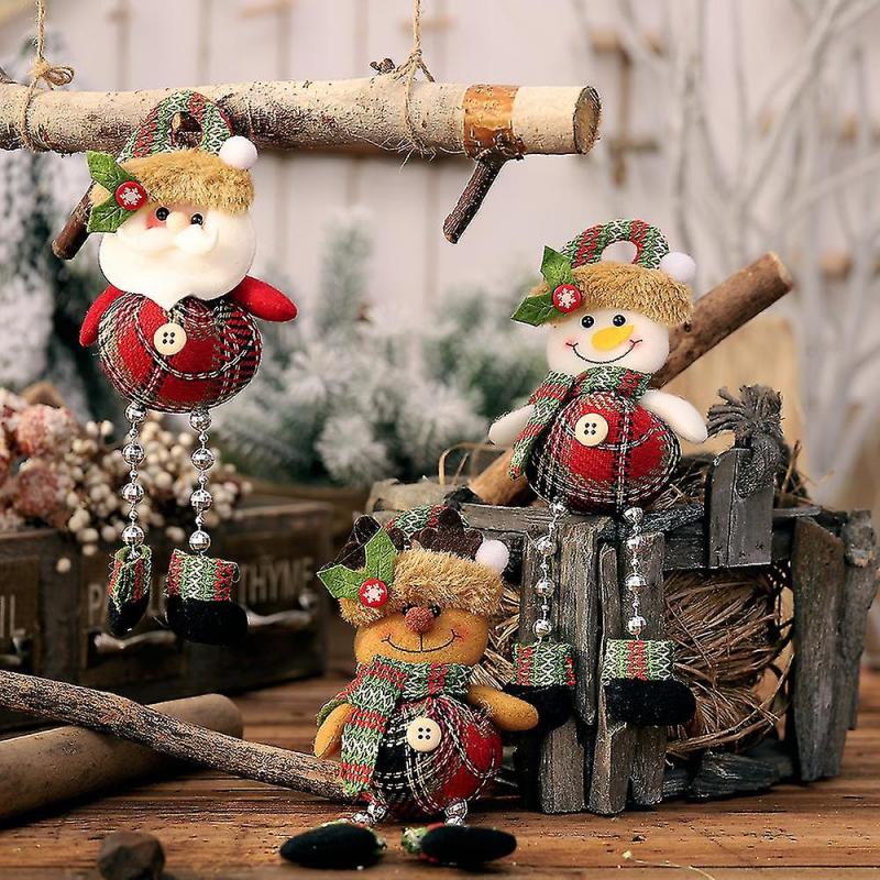 Christmas Ornaments Plush Hanging Decoration Santa Snowman For Christmas Holiday Festivel