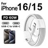60W PD USB-C auf C Schnellladekabel für Apple iPhone 16 Pro Max 15 Plus Typ C Schnellladung für Samsung Nylon Geflechtkabel 2m