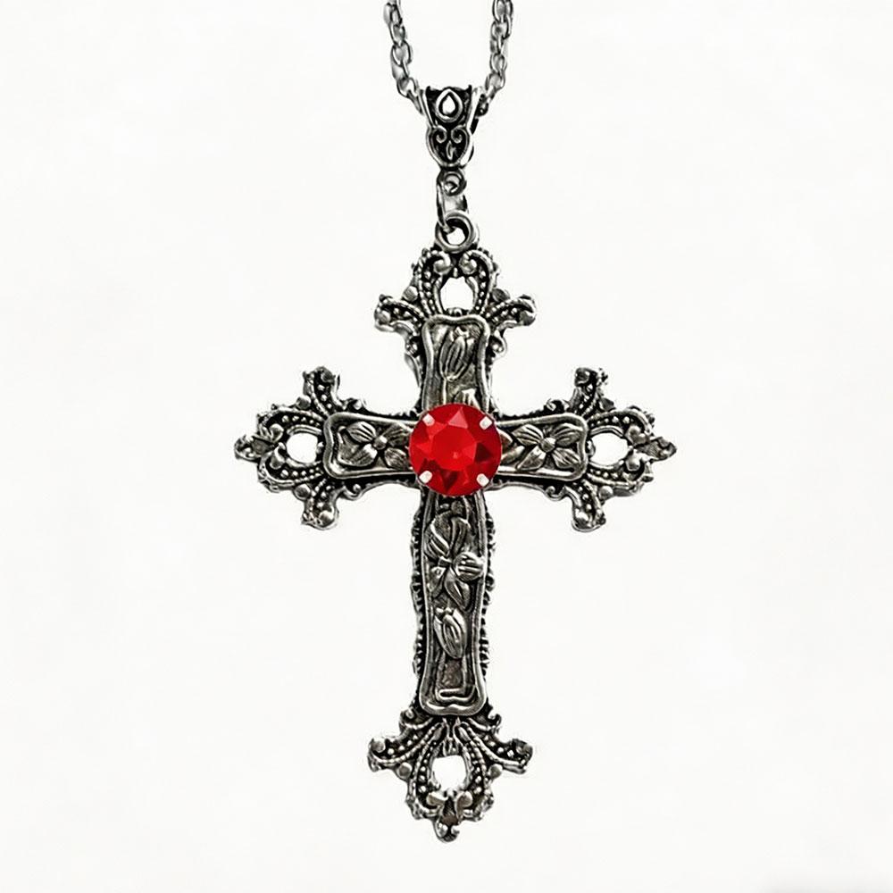 Punk Kristall Große Kreuz Anhänger Halsketten für Frauen Männer Gothic Unregelmäßige Kreuz Schlüsselbein Kette Halsketten Ästhetischen Schmuck
