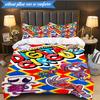 3PCS Colorful Digital Circus Bedding Set,Including 1pc Duvet Cover And 2pcs Pillowcases Perfect for Bedroom, Dormitory, Fan Christmas gift