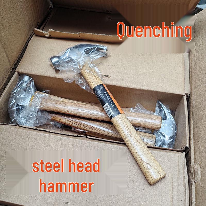 Hickory Handle All-Steel Woodworking Hammer: Curved Claw, Square & Round Head, Carpenter’s Nail Puller