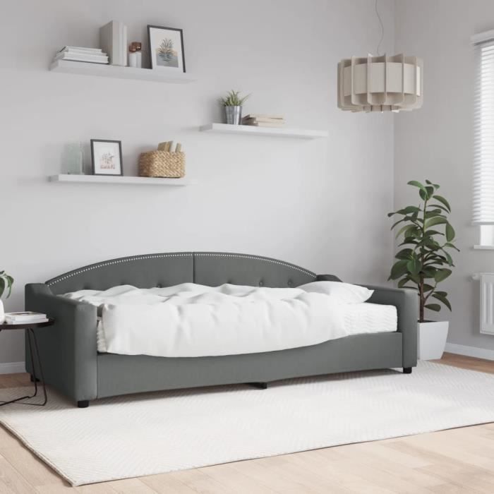 VidaXL Daybed with Mattress Dark Grey 90x200 Cm Fabric 3197513