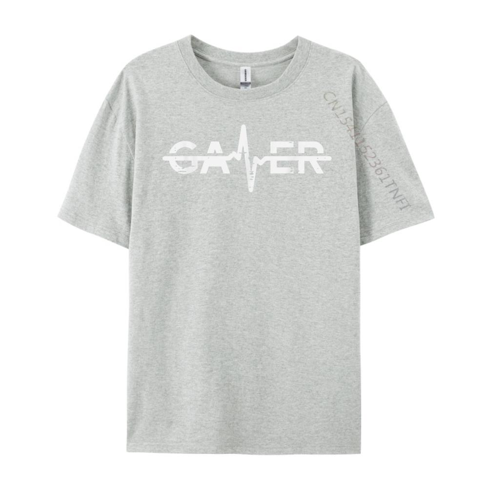 Gamer Heartbeat Funny Video Gaming Men Boys Kids Teens Youth Cream T Shirt Camisetas Harajuku Tshirt