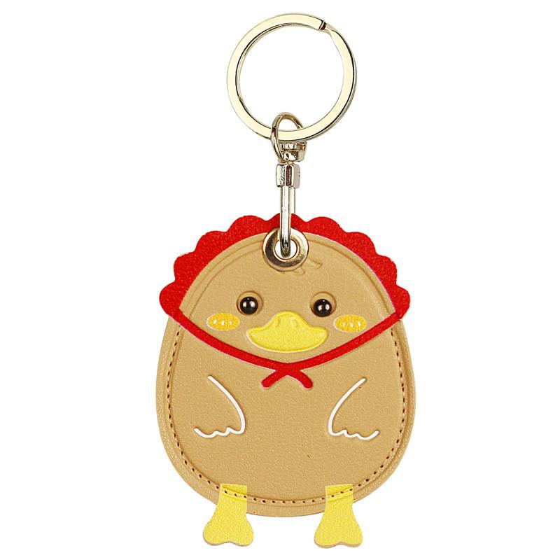 

Cute Duck Leather Keychain & AirTag Case with Card Holder хакі