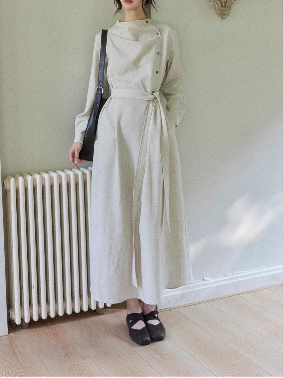 

Платье с асимметричным длинным рукавом Two Sheep Design Twilight - Женское осеннее платье, облегающее талию, в интеллектуальном стиле Medium