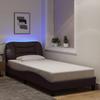Vidaxl Bed Frame With Led Without Mattress Dark Brown 90X200 Cm Fabric