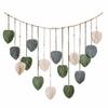 Cotton Rope Wall Hanging with Leaf Ornaments Handmade for Bedroom, Studio