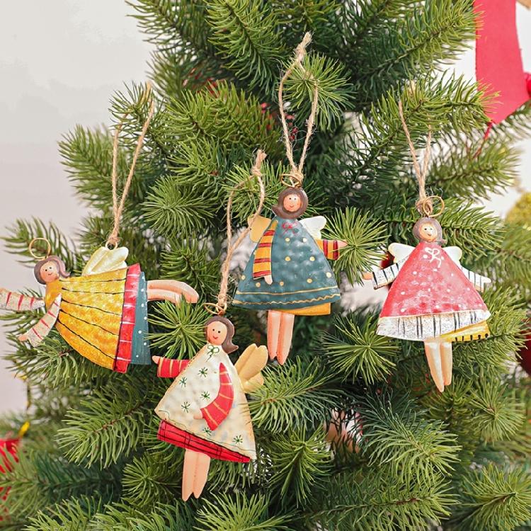 Girl Shaped Pendant Metal Christmas Tree Hangings Adornment Door Hanging Accessory Festival Home Decoration Supplies