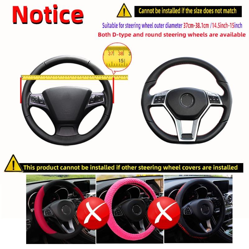 Four Season Universal Car Steering Wheel Cover Wear-resistant Embossed Leather Comfortable and Soft Suitable for 14.5-15 Inches