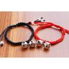 Couple Bell Hand Rope Platinum Plated Silver Jewelry Bracelet Popular Women'S Bracelet Natal Red Rope Jewelry