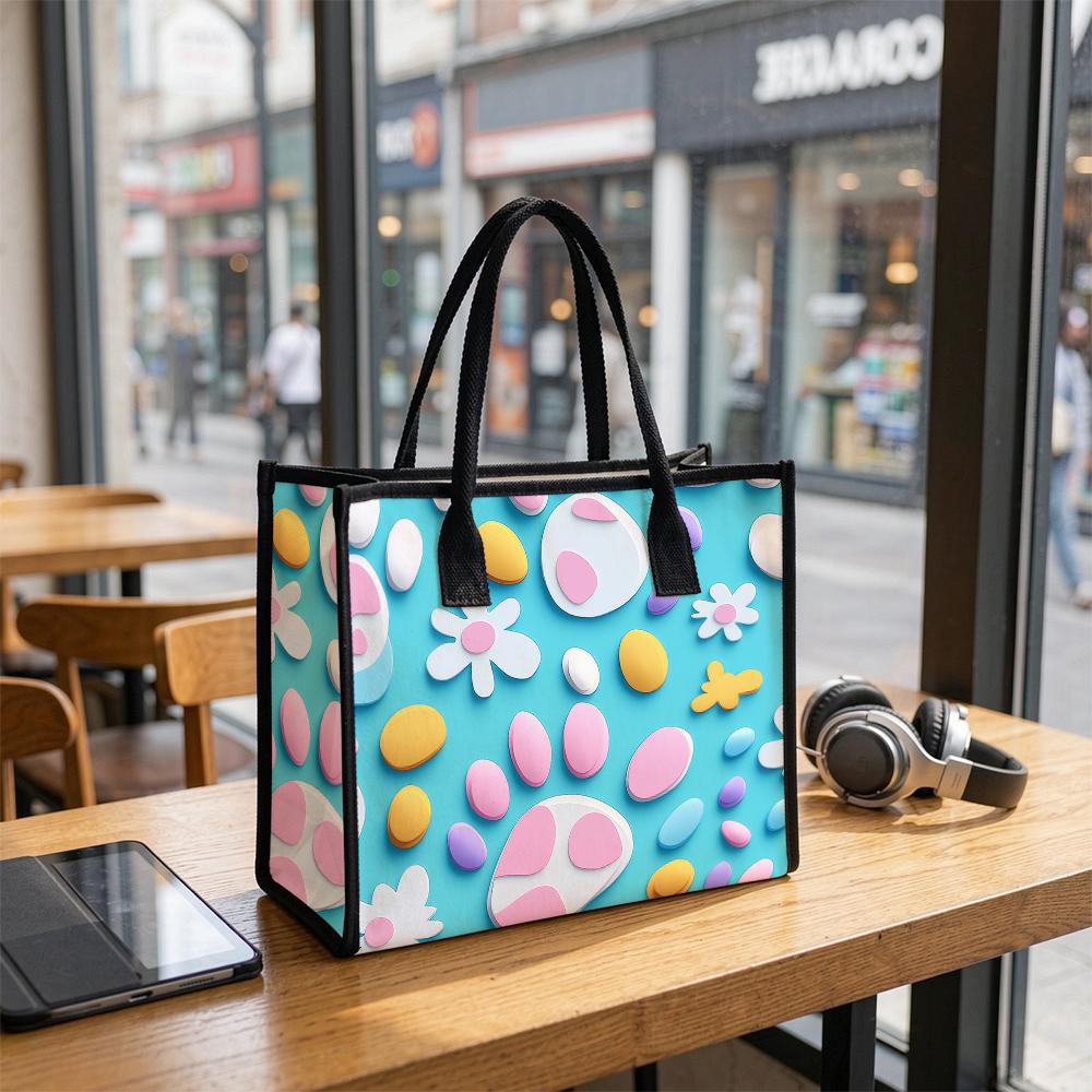 Cute Floral Paw Print Casual Tote Bag