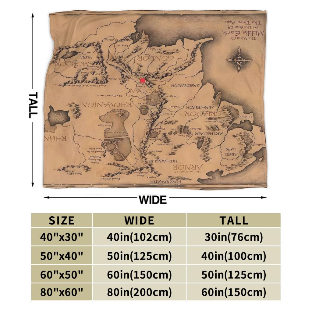 L-Lords Of The R-Rings Middle Earth Blanket Quality Soft  Throw Blanket Winter Picnic Couch Bed Pattern Bedspread