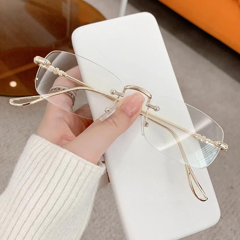 Finished Rimless Presbyopia Glasses Unisex Women Men Anti Blue Light Reading Eyeglasses Optical Prescription Far Sight Eyewear