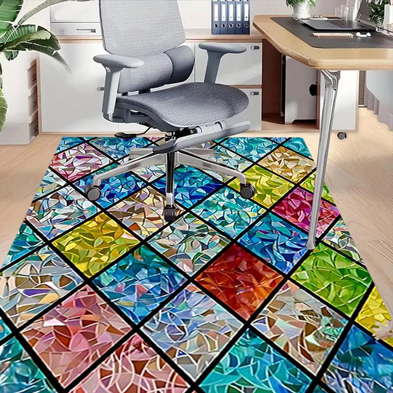 1PC Stained Glass Mosaic Extra Large Non Slip Floor Carpet, Office, Family, Bedroom, Large Area Rug Indoor Rugs, Vibrant Colors