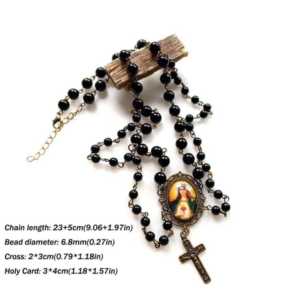 Pearl Tassel Virgin Chokers Necklace Acrylic Religious Jewelry New Cross Necklace  For Women