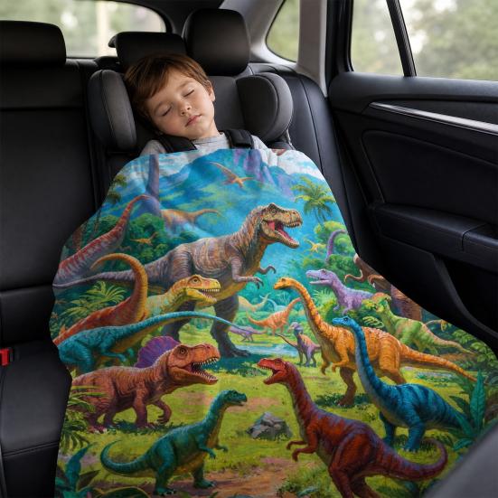 Dinosaur Blanket for Kids, Soft Flannel Throw Blanket with Precision Seams, Double-Sided Warm Nap Blanket, Role-Play Cape Machine Washable Kids