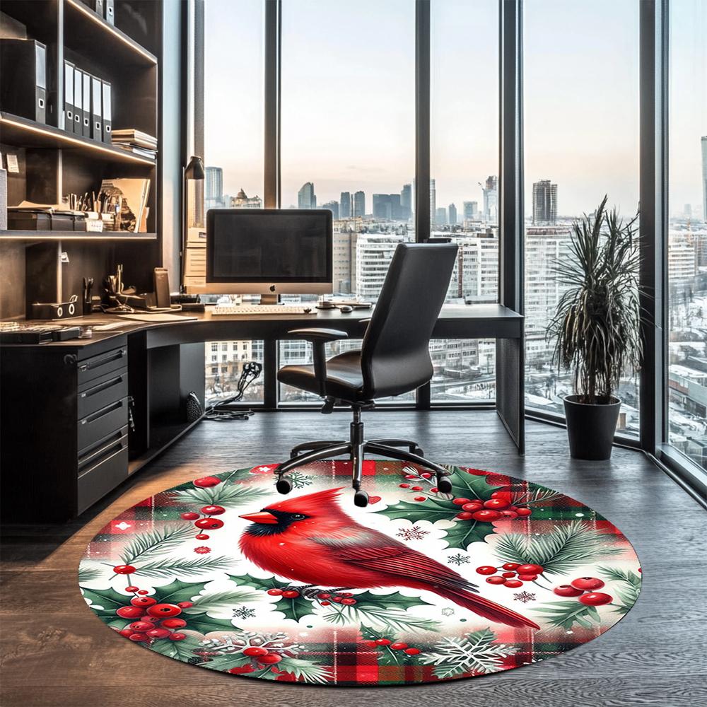 Christmas Printed Round Rug Carpet Chair Rug Area Rug Entryway Doormats,for Office Chair Living Room Bedroom Kitchen Room.