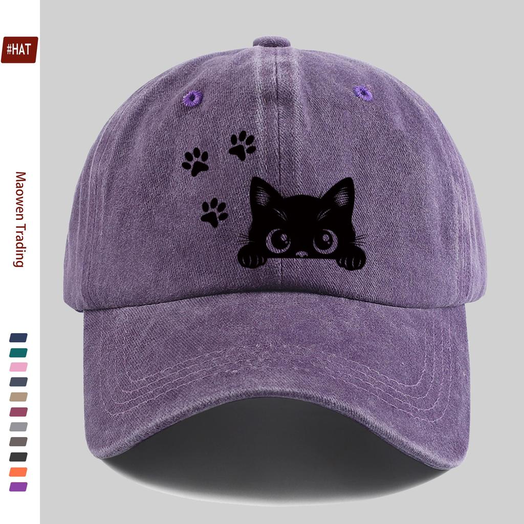 pc Lying Cute Cat Print Baseball Cap Cat Paw Print Trucker Sun Hat Comfortable Lightweight Papa Hat Dad Mom Beach Party Decor H